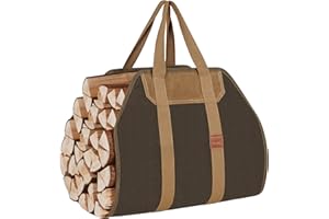 1MORE Firewood Carrier - Wood Carrier for Firewood,Log Carrier for Firewood Tote Bag, 40"X19" Canvas Firewood Carrier, Water Resistant Log Tote Wood Carrying Bag With Handles,Fireplace Tools.Green