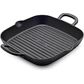 GreenPan x Bobby Flay 11" Pre-Seasoned Cast Iron Square Grill Pan | Natural Nonstick with Use, Heavy Duty, Induction &amp; All Stovetop Compatible, High Heat &amp; Oven Safe, Indoor/Outdoor
