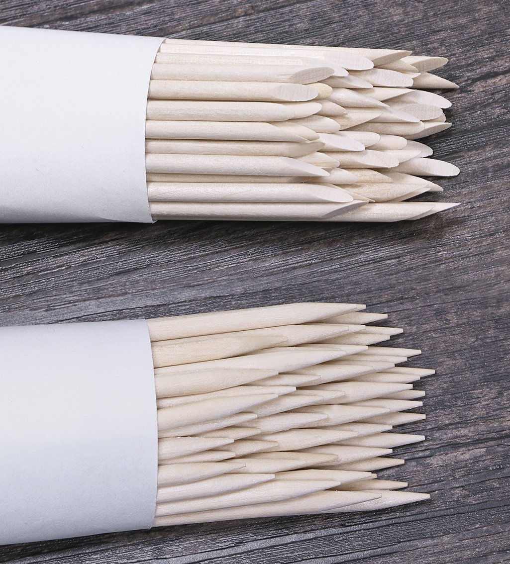 Mini Skater 50 Pcs Orange Wood Nail Sticks Double Sided Multi Functional Cuticle Pusher Remover Manicure Pedicure Tool (50): Beauty