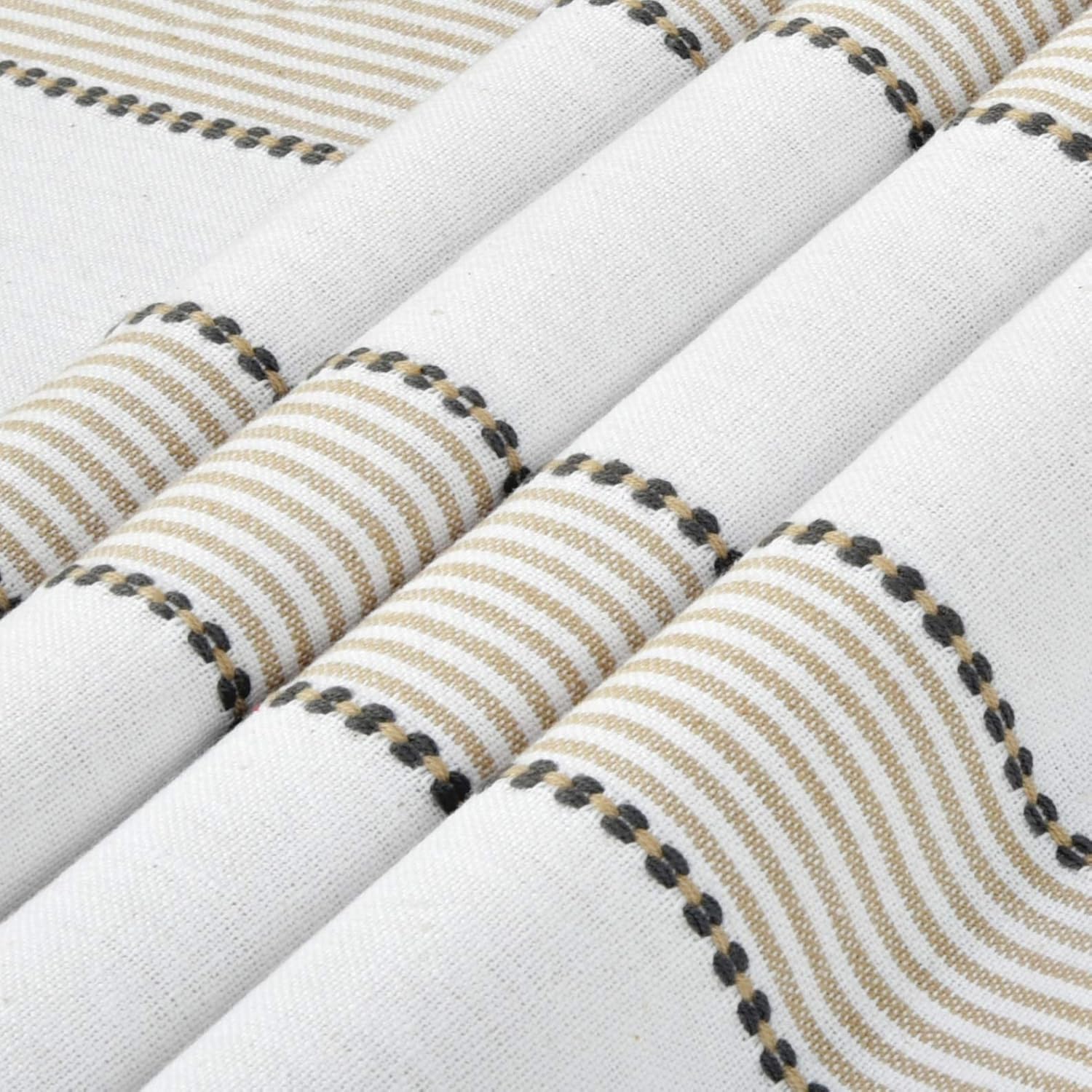 GLAMBURG Cloth Napkin 12-Pack 100% Ring Spun Cotton Dinner Napkin 18x18 with Mitered Corners and a Generous Hem, Cocktail Napkins, Wedding Dinner Napkins, Machine Washable - Beige: Home & Kitchen