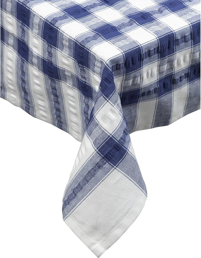 Seersucker Square Checked Tablecloth 36" x 36" Cotton Check Table Linen