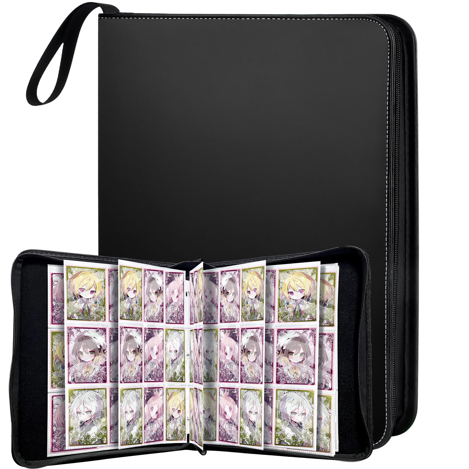 MIN CI Zippered Trading Card Binder 9 Pocket 40 Pages, Holds 720 Cards Collection Binder, Card Folder, Collector Album for Pokemon, MTG, Sports & TCG Collections (Black) — image 1