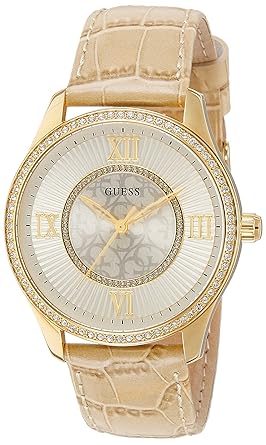 Guess Damen Analog Quarz Uhr mit Leder Armband W0768L2