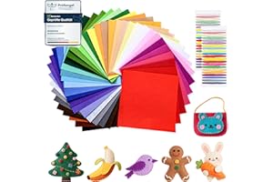 moinkerin Felt Fabric Sheets 40Pcs Stiff Felt 15X15cm(6"x6") Assorted Felt Squares 1mm Polyester Fabric for DIY Crafts Handwo