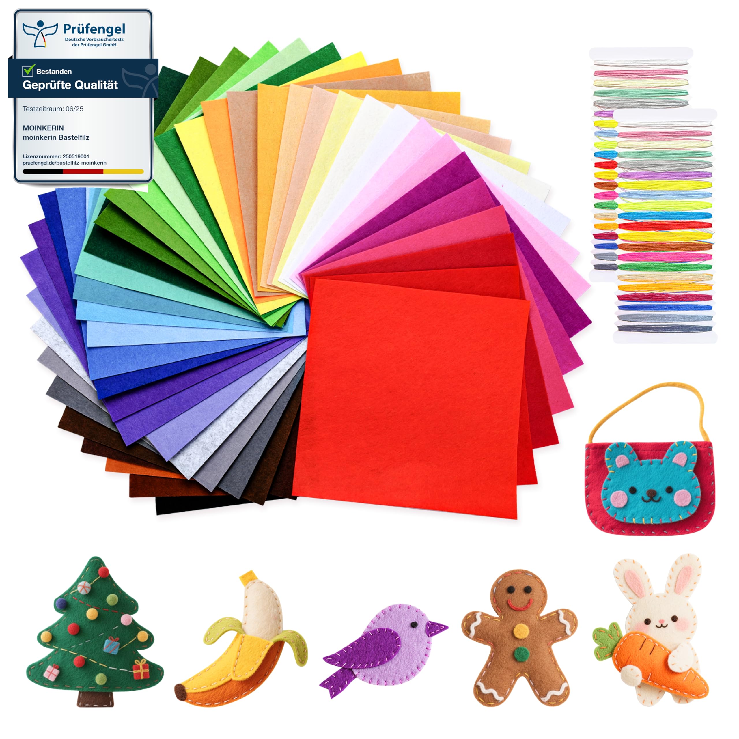 moinkerin 40 Pcs Felt Fabric Sheets, Polyester Fabric for DIY Handwork, Assorted Color Patchwork Sewing Felt Sheet Arts and Crafts (30cm*30cm)