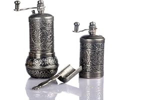 MOOGCO Salt And Pepper Grinder Set - Herb Grinder - Pepper Grinder Mill - Pepper Mill - Spice Grinder - Salt Grinder - Coffee Bean Grinder - Spice Grinder Manual (Dark Silver)
