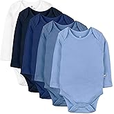 HonestBaby baby-boys 5-pack Long Sleeve Bodysuits One-piece 100% Organic Cotton for Infant Baby Boys