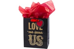 Hallmark Mahogany 9" Medium Gift Bag with Tissue Paper (Love Me Some Us) for Anniversary, Valentines Day and More