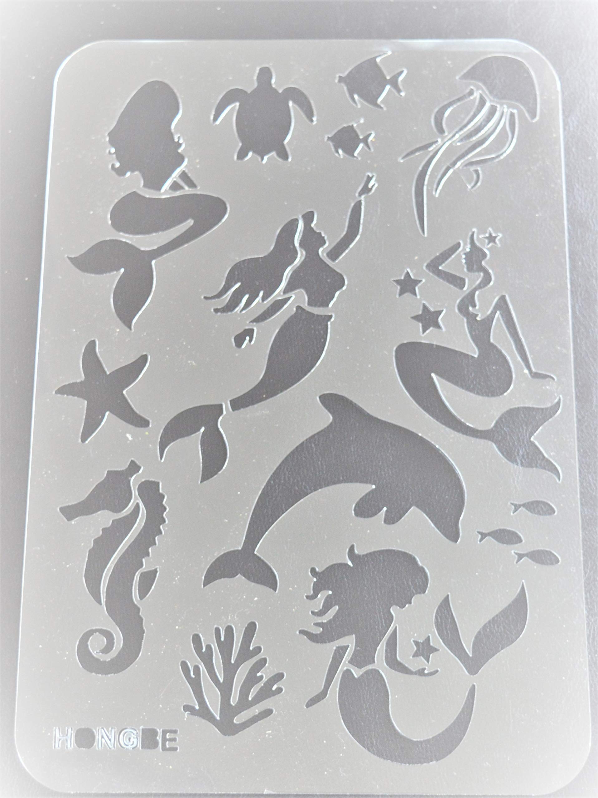 Wall Stencil Reusable Plastic Mermaid Sea Fish Seahorse Starfish No48