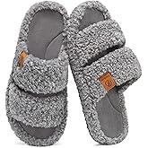 EverFoams Womens Fuzzy Open-toe Slippers Soft Comfy Memory Foam Indoor House Shoes