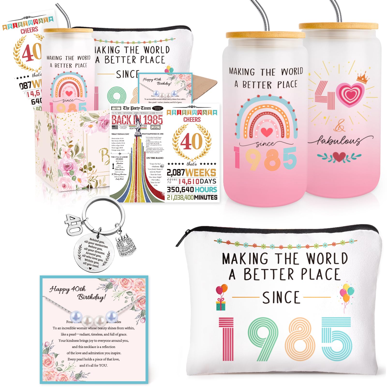 Photo 1 of 40th Birthday Gifts Women, Cool Turning 40 Year Old Birthday Gift Ideas for Her, Unique Happy 40th Bday Decorations, 40 Gifts for Women 40s, Bday Gift for Daughter, Friend, Female