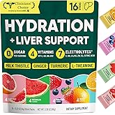 Venture Pal Sugar Free Hydration Packets + Liver Support, 16 Sticks | 7 Electrolytes &amp; 5 Vitamins with Milk Thistle, L-Theanine, Ginger, Weekend Recovery, Keto Friendly, Vegan, Liquid Daily IV
