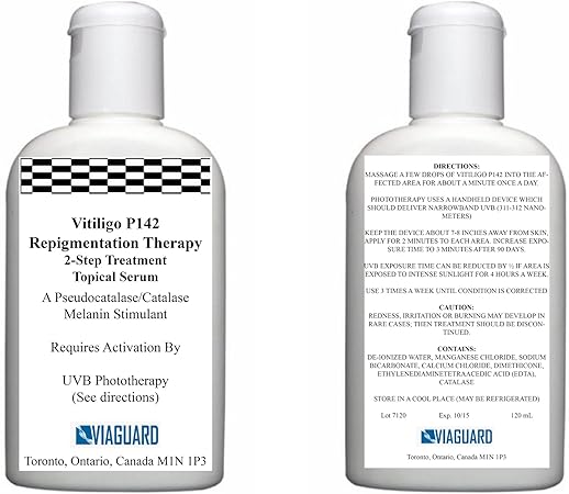 Vitiligo P142 Re Pigmentation Skin Hair Therapy Serum A Pc Kus Pseudocatalase Natural Catalase Long Life Stabilized Formulation 2 Step Treatment No More Gray Hair Treat Discolored Skin Amazon Com Mx