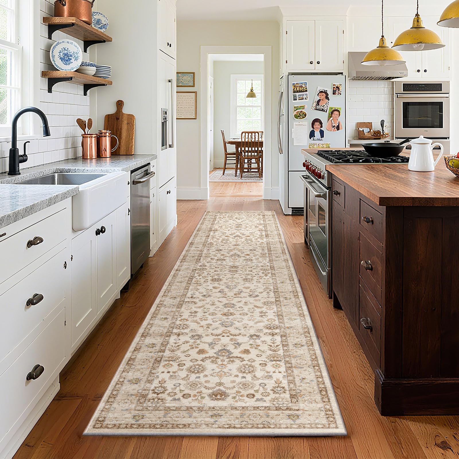 Washable Runners for Hallways Kitchen Rug: 2'x10' Kitchen Runner Stain Resistant Non Slip Low Pile Soft Carpet Runners for Hallways Bedroom Entryway Indoor Beside Bathroom Laundry Room Image