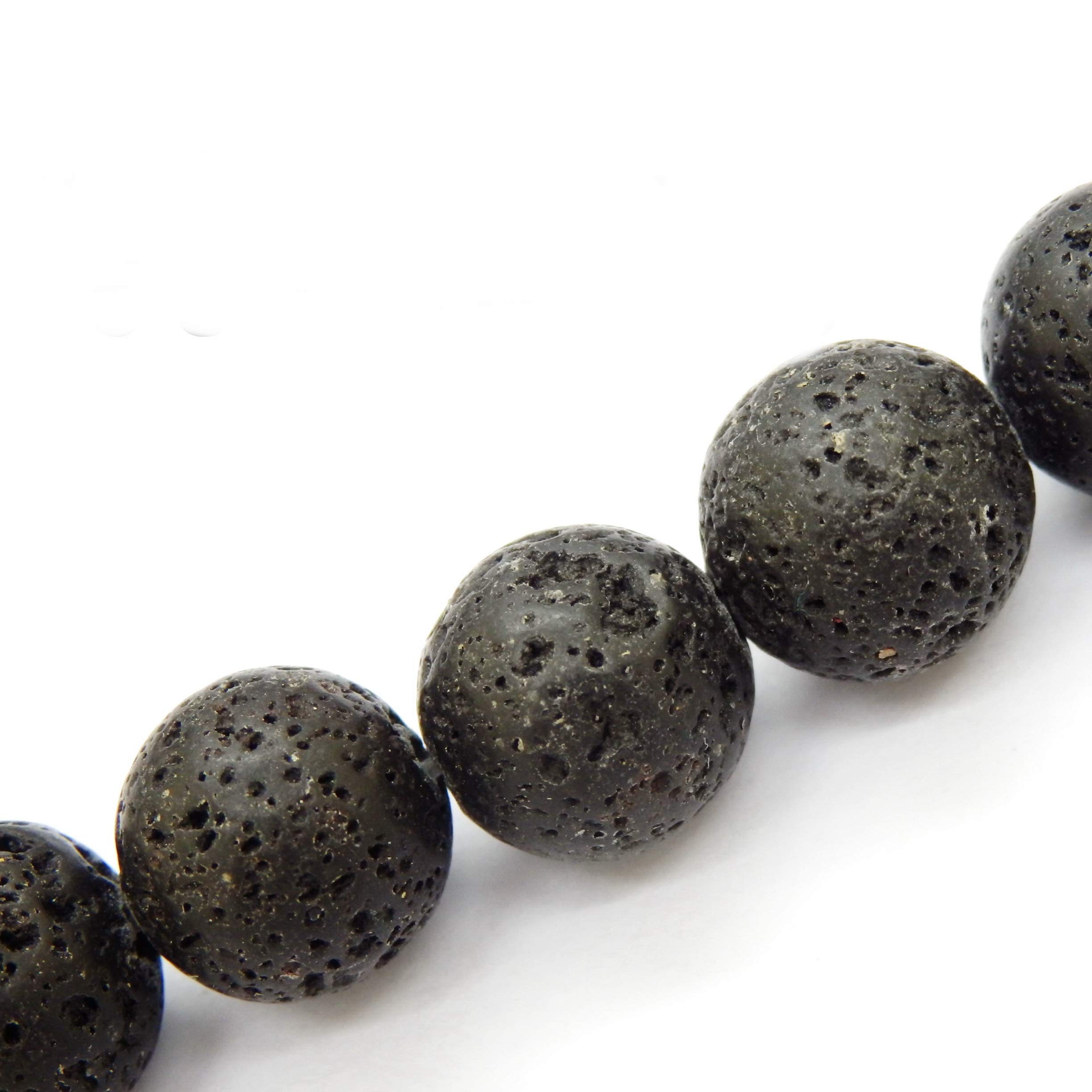 Fukugems Gemstone Beads for Jewelry Making, Sold per Bag 5 Strands Inside (Black Lava, 4mm)