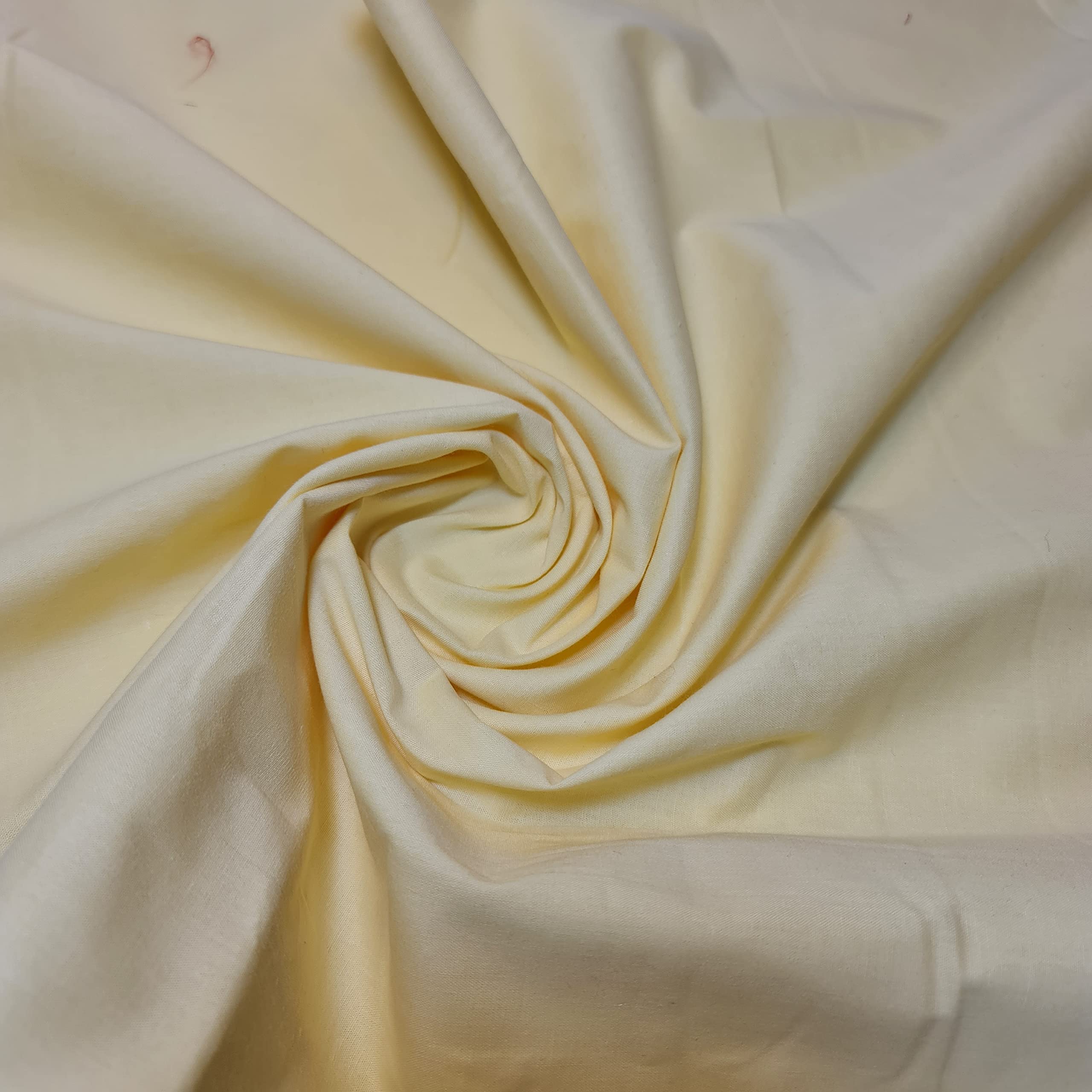 Plain 100% Cotton Egyptian Cambric Poplin Craft Soft Dress Material Fabric 44" (5 Meter, (New) Lemon)