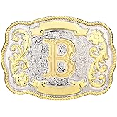 HLYMPONY Belt Buckle Men Western Cowboy Cowgirl Rodeo Vintage Initial Letter ABCDMRJ to Z Belt Buckles for Women