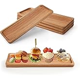 Axigundaone 4 Pcs Acacia Wood Serving Trays, Rectangular Wooden Serving Platters, Wood Charcuterie Boards for Home Decoration, Food (11.4 x 4.2 Inch