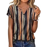 WIHOLL Womens Summer Tops Cap Short Sleeve Shirts V Neck Tshirts Spring Blouses Beach Vacation Clothes