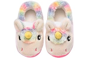 Ainikas Girls Plush House Slippers Toddler Kids Fuzzy Slippers