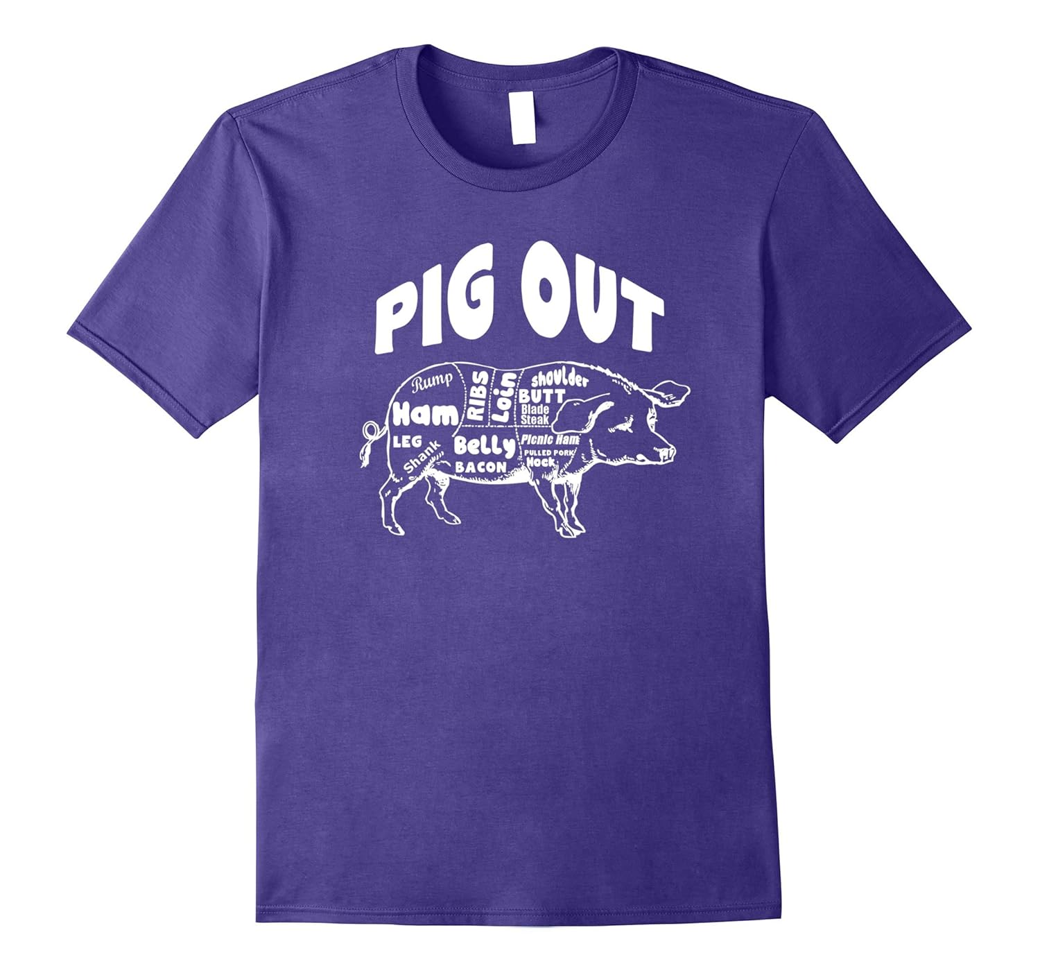 Pig Out Funny Bacon BBQ Meat Lovers T-Shirt-Rose