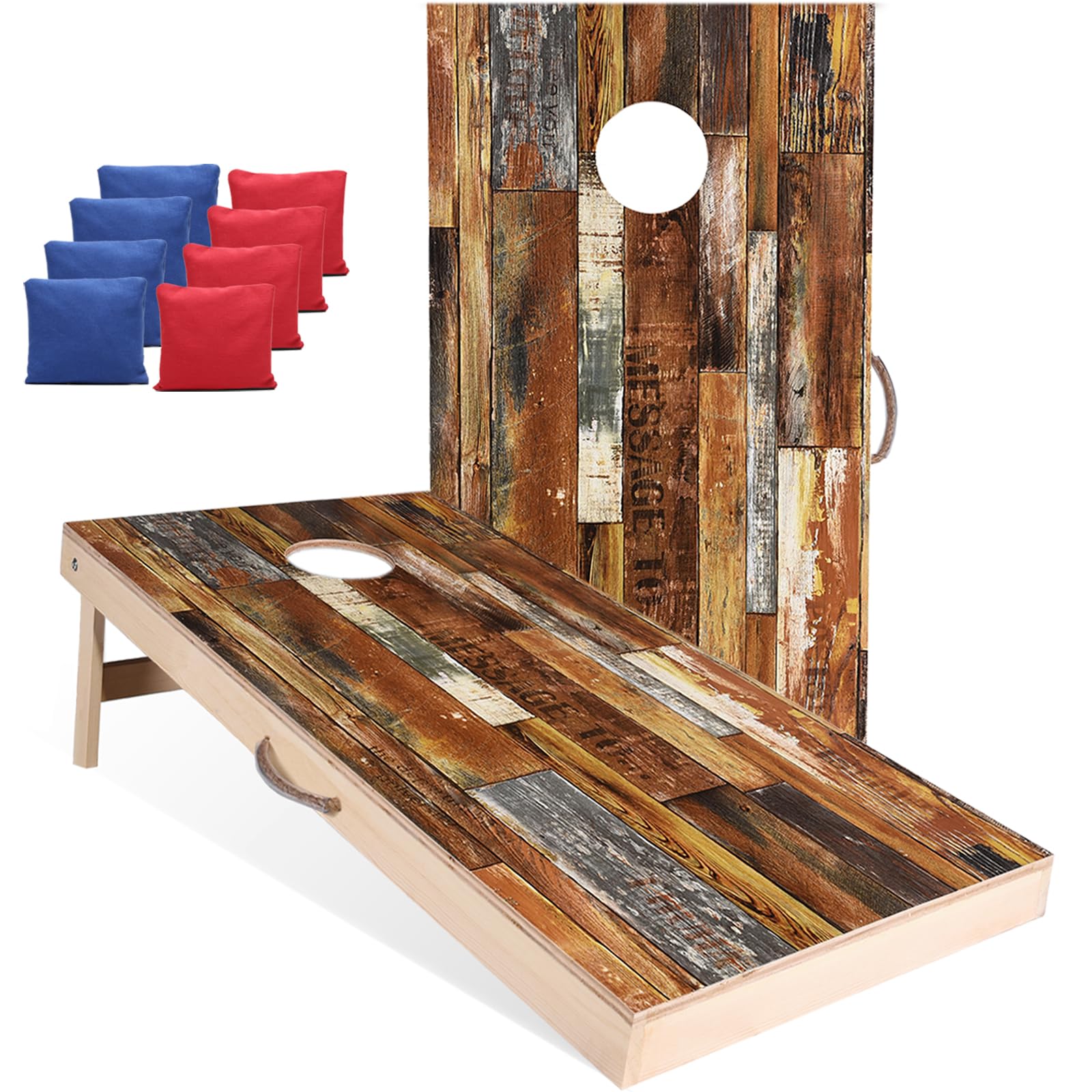 Photo 1 of Sportdo Cornhole Board Set, Thicker Solid Wood 4'x2' Cornhole Set Regulation Size, Corn Hole Games for Adults, Corn Hole Outdoor Game Toss Game Sets with 8 Bags