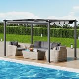 VEVOR 10'x13' Outdoor Retractable Pergola with Canopy, Gray view 8