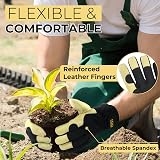 HANDLANDY Leather Gardening Gloves Women Medium Pink 3D Mesh Breathable view 3