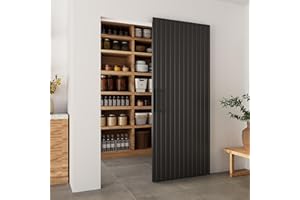 BARNSMITH 36"x86" Concealed Sliding Barn Door with Soft Close Mechanism, Black Hidden Barn Door, Waterproof Vinyl Wrapped, Fits Opening Width 28"-32", Widely Used