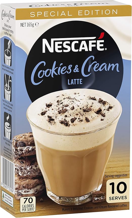 NESCAFE Cookies & Cream Latte Coffee 10 Pack, 165g