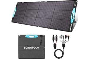 SOKIOVOLA N-Type 16BB 200W Portable Solar Panels for Power Station, IP68 Waterproof ETFE Foldable Solar Panel Kit 25% High Conversion Efficiency Solar Panel for Camping Outdoor RV Blackout