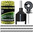 Electric Fence Poly Wire 660 Feet 200 Meters 1/8" Dia Portable Electric Fencing Polywires and 100 Pcs Black Electric Fence Insulator