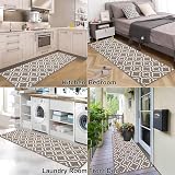 SHACOS Non Slip Hallway Runner Rug 60 x 240 cm Brown Geometric Pattern view 5