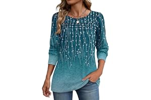 Zeagoo Womens Tunic Tops Dressy Crewneck Long Sleeve Shirts Fall Cloting Puff Sleeve Pleated Blouse