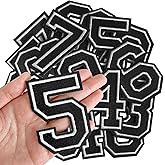 IANZE Number Iron on Patches, Iron on Numbers(0-9) for Fabric, Full Embroidery Numbers for Clothing, Hats, Dress, Jeans, T-Shirts, Backpacks, Etc(Black)