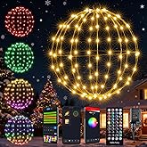 Joomer Smart RGB Christmas Hanging Ball Lights, 12in 108 LED Foldable Color Changing Xmas Light, App and Remote Control, Waterproof Outdoor Fairy Globe Lights for Christmas Decor (Non-Connectable)