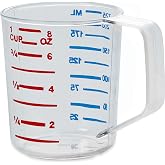 Rubbermaid Commercial Products Bouncer Measuring Cup, 1 Cup/0.25 Qt, Clear | Food Grade, Easy-Read Measurements, Break-Resistant Polycarbonate, for Liquid/Dry Ingredients in Home/Professional Kitchen
