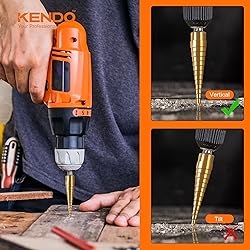 KENDO Step Drill Bit Set, Double Cutting Blades