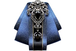 MOHSILY Bow Ties for Men Wedding Suit Banquet Dress Fashion Silk Solid Pre-Tied Crystal Brooch Pins Bow tie
