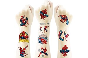 JCQAYB 40pcs Spider-Man Temporary Tattoos for Kids,Spider Birthday Party Supplies Favors Decorations Cute Fake Tattoos Stickers Spider-Man Party Decorations