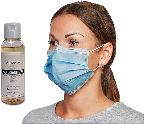 Download Free 100 Face Masks Disposable Face Masks 3 Ply Non Medical Mask Water Resistant Mask Protection With 100ml Hand Sanitiser Gel 75 Alcohol By Aju Co Sanitizer 100 Face Masks Boxed Amazon Co Uk PSD Mockup Template