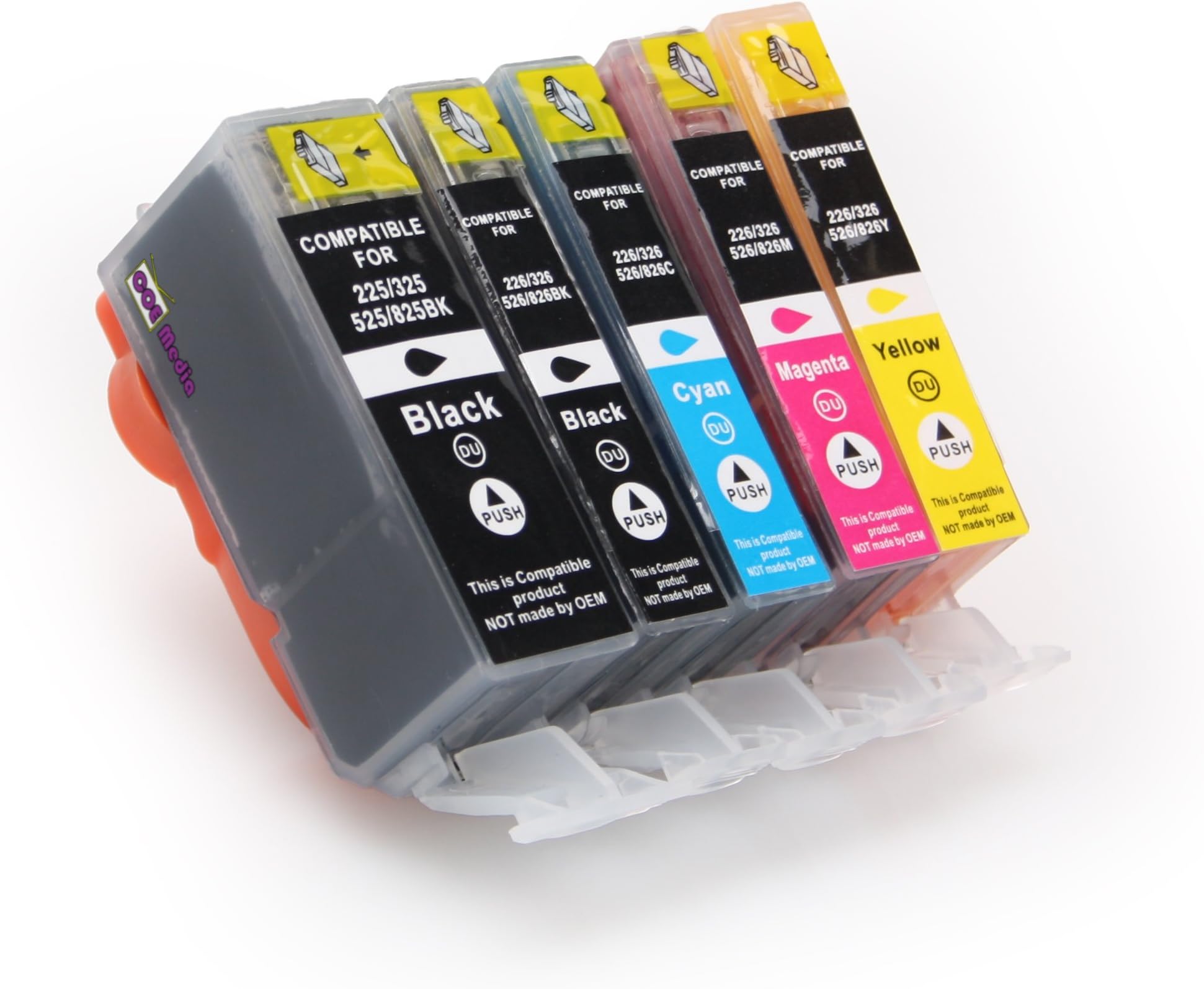 5 compatible Cartridges for CANON PGI-525 / CLI-526 XL Ink | includes: 1x PGI-525BK & 1x CLI-526BK/C/M/Y | suitable for Canon Pixma IP4950, IP4850, MG5340, MG5250, MG5350, MG6250, MG8120, MG8240, MG6150, MG8250, MG5150, MG6120, MG5200, MG8150, MX885, MX715, MX884, MX895, IX6550