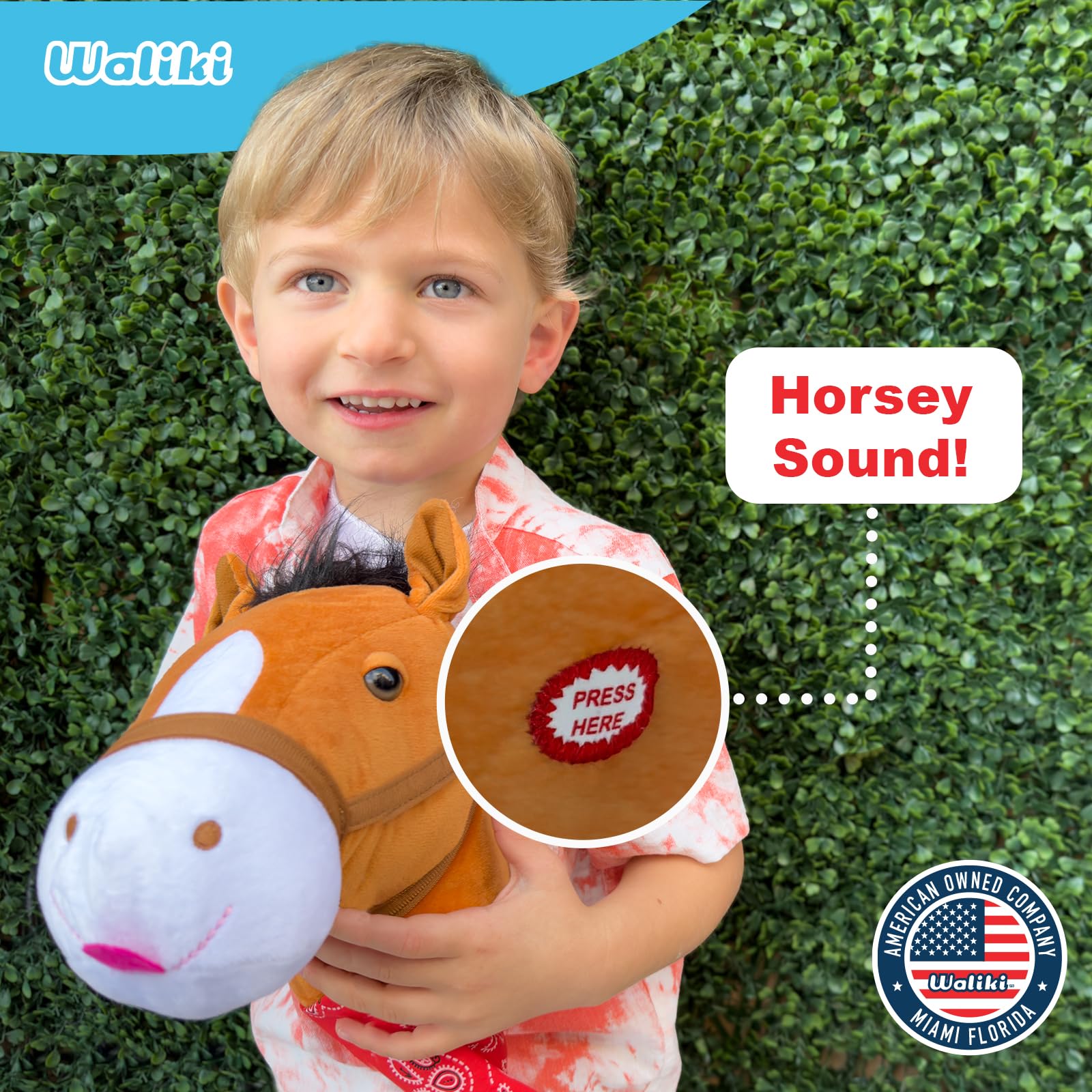 WALIKI Stick Horse Toy for Boys and Girls | Fun Cowboy & Cowgirl Pretend Play | Cool Toys for Kids Ages 3 4 5 6 | Birthday Gift for Active Toddlers (Brown)