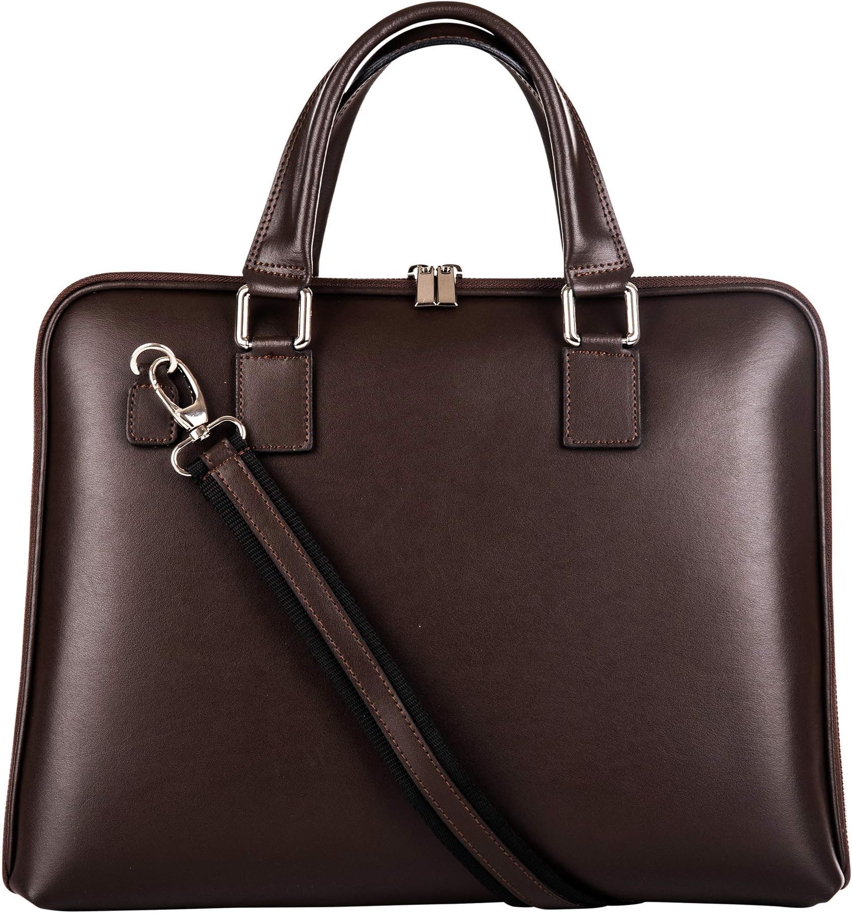 MAYMAX LONDON Leather Laptop Bag - Elegant and Lightweight Briefcase - Men’s Shoulder Bag - Women’s Business Handbag (14 Inch, Dark Brown)