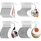 Whaline 40Pcs Sublimation Blank Earrings Round Heart Teardrop Irregular Square MDF Board White Earrings Heat Transfer Earring Unfinished Wood Earring for Jewelry DIY Making Crafts Supplies