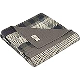 Woolrich Luxury Quilted Throw - Cabin Lifestyle, Patchwork with Moose Design All Season, Lightweight and Breathable Cozy Bedding Layer Throws for Couch Sofa, 50" W x 70" L, Winter Hills Tan