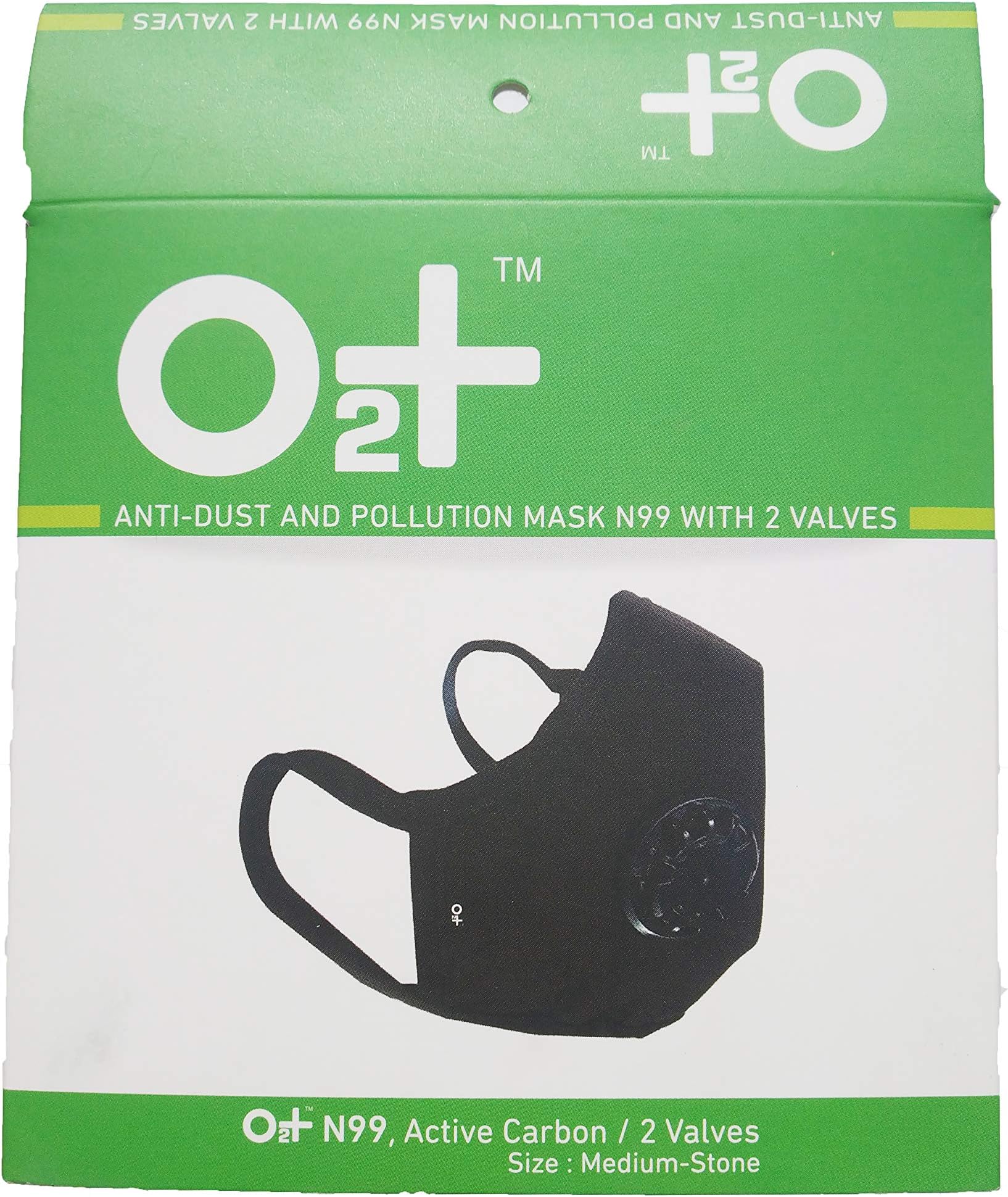 HRIM LABS O2+ Stone Reusable Anti Pollution Cotton Mask with N99 Active Carbon Grade Filter (Medium)