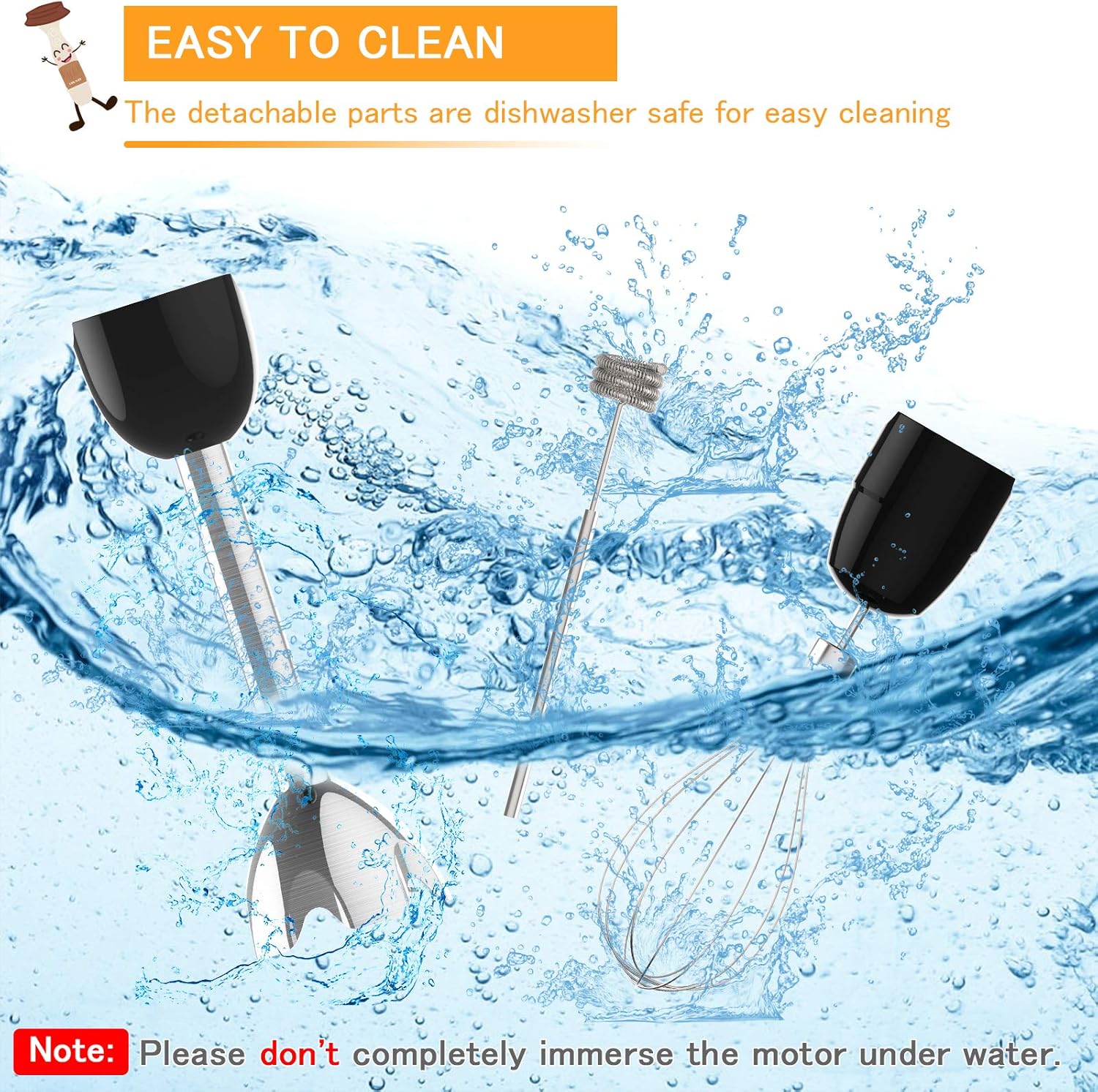 Immersion Hand Blender Handheld, COLAZE【5-in-1】800W 12 Speed Control Multifunctional Electric Stick Blender with Stainless Steel Blades, 500ml Chopper, 600ml Container, Egg Whisk, Milk Frother: Kitchen & Dining