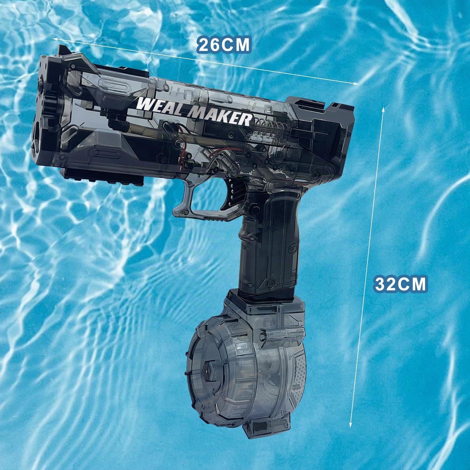 Balakaka 2026 Neues Elektrische Wasserpistole Langstrecke 26-39 FT, Wasserpistole Pool Strand Spielzeug für Erwachsene Kinder, Große Kapazität Wasserspritzpistole für Sommer Draussen 5