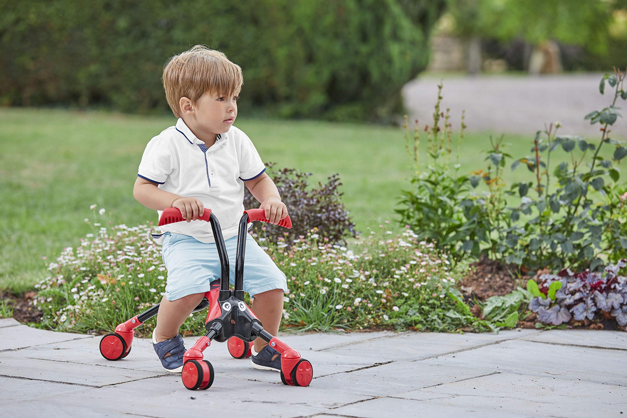Scramblebug Beetle Balance Bike | 4 Wheel Developmental Toy for Toddler Balance and Confidence | Indoor & Outdoor | Fold and Go for Storage & Travel | Birthday, Easter Gift for 1-2 Year Old Toddlers